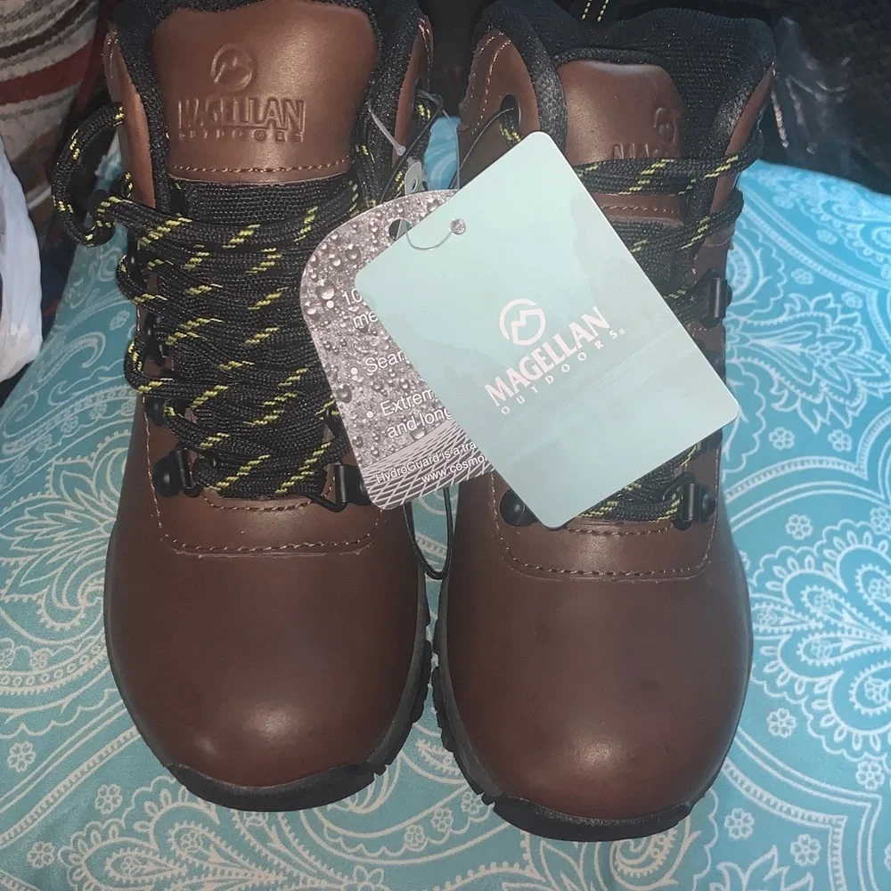 Magellan Outdoors Brown and Black Kids Waterproof Hiking Boots